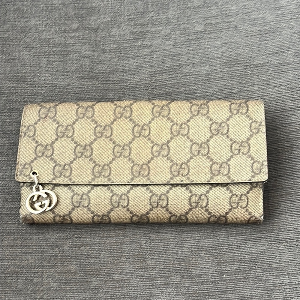 GUCCI supreme GG beige brown coated canvas wallet - Picture 1 of 13
